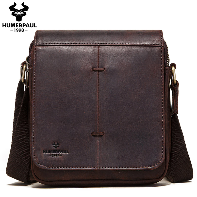 Luxury Bags Sling - 빈티지 크레이지 호스 가죽 남성 메시지
