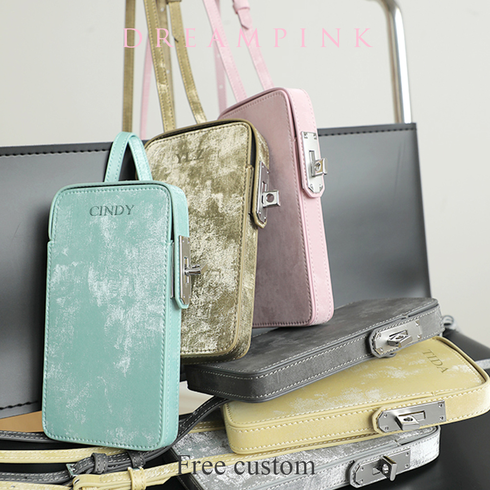 Luxury Bags Sling - 벨벳 가죽 미니 여성용 크로스바디 백,