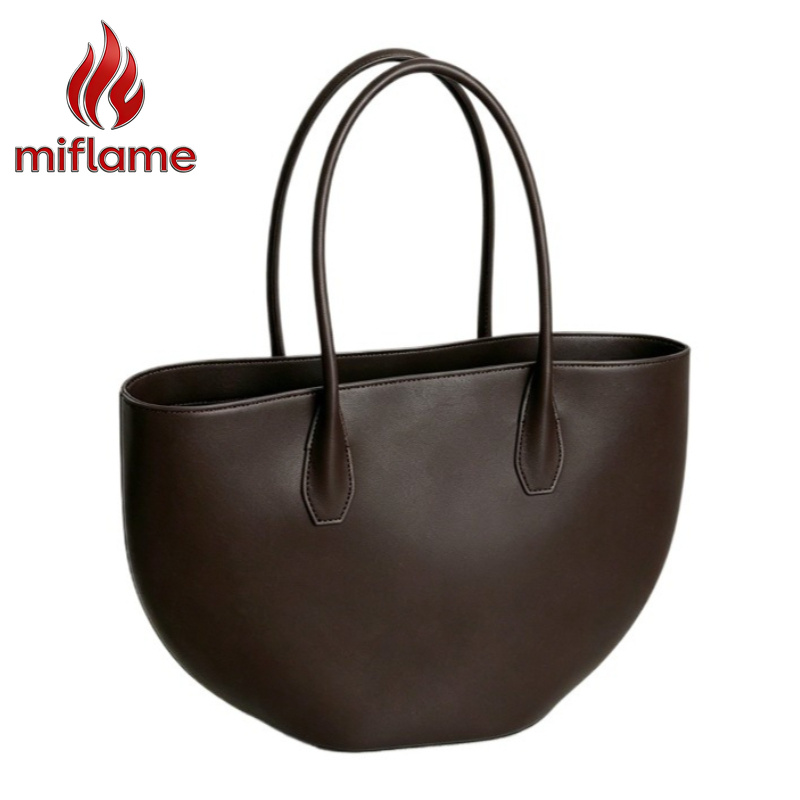 Structured Handbag Top Handle - 여성용 숄더 토트백 고급 하프문 천연