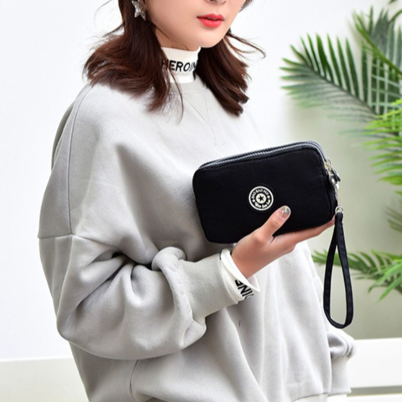 Wristlet Wallet Zipper - 세련된 꽃무늬 프린트 멀티 지퍼 지갑,