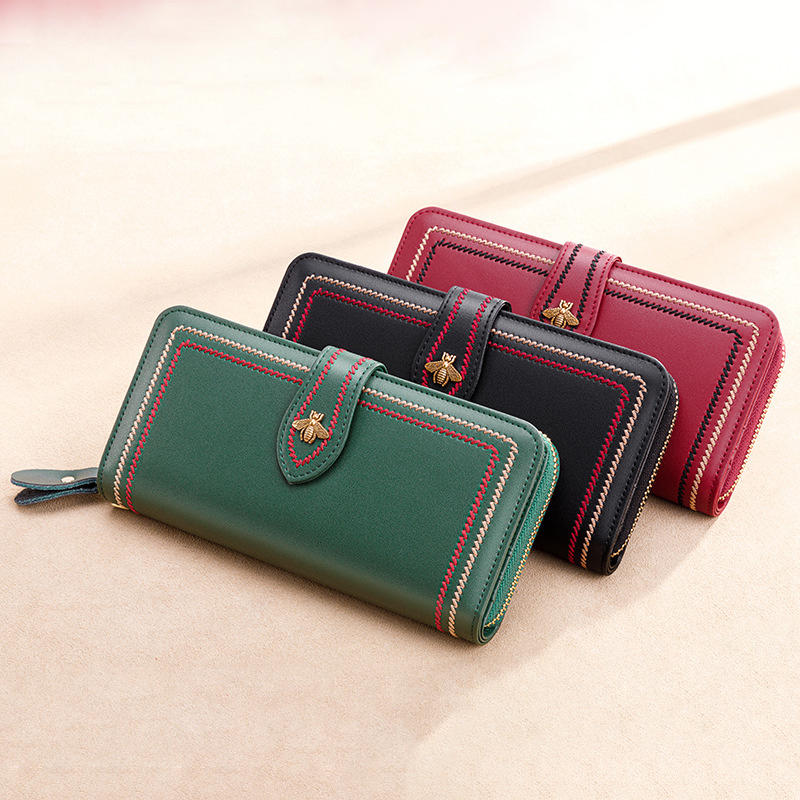 Wristlet Wallet Zipper - 진짜 가죽 지갑 여성 클러치 여성용