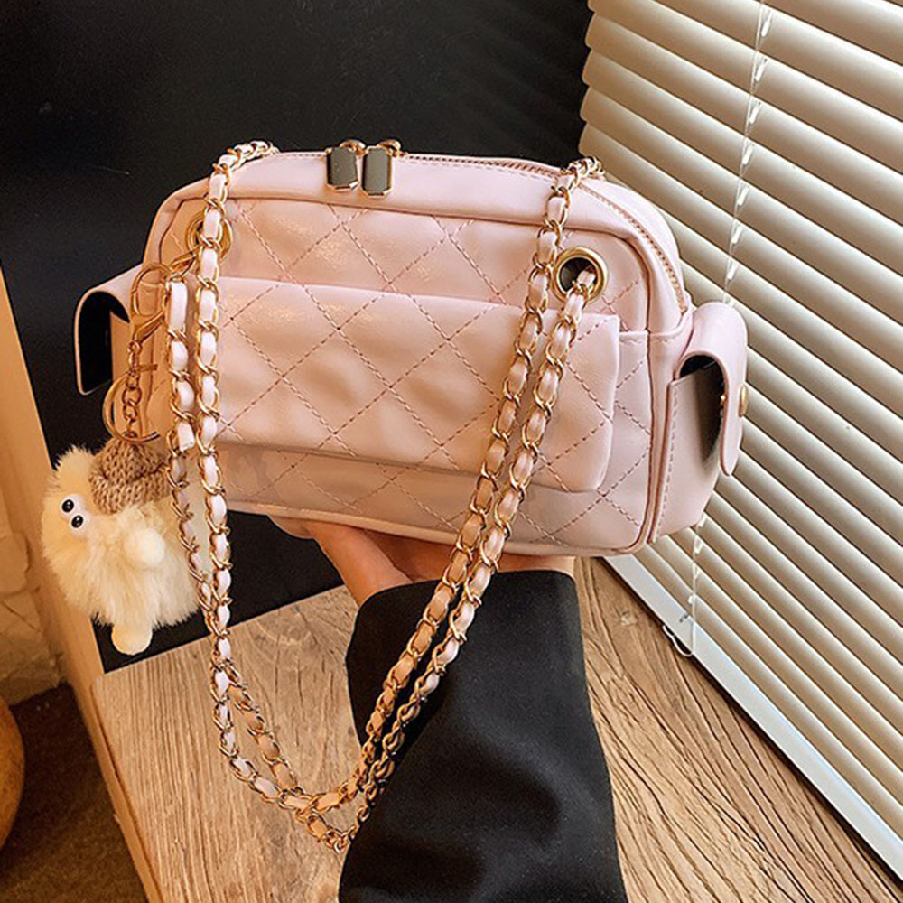 Luxury Bags Sling - 퀼팅 패턴 체인 디자인 크로스바디 백