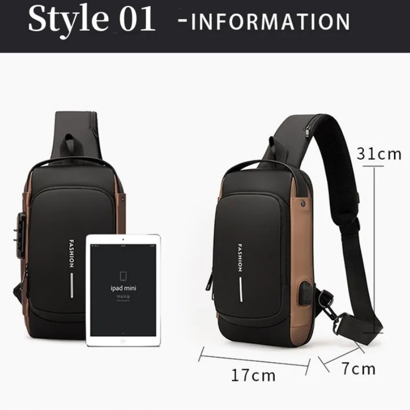 남성용 새로운 체스트 백 크로스바디 백 방수 USB 숄 - Luxury Bags Sling 리뷰 및 가격