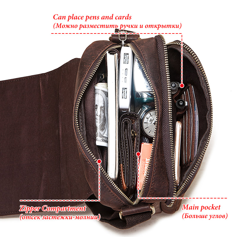 빈티지 크레이지 호스 가죽 남성 메시지 가방, 최고 품 - Luxury Bags Sling 리뷰 및 가격