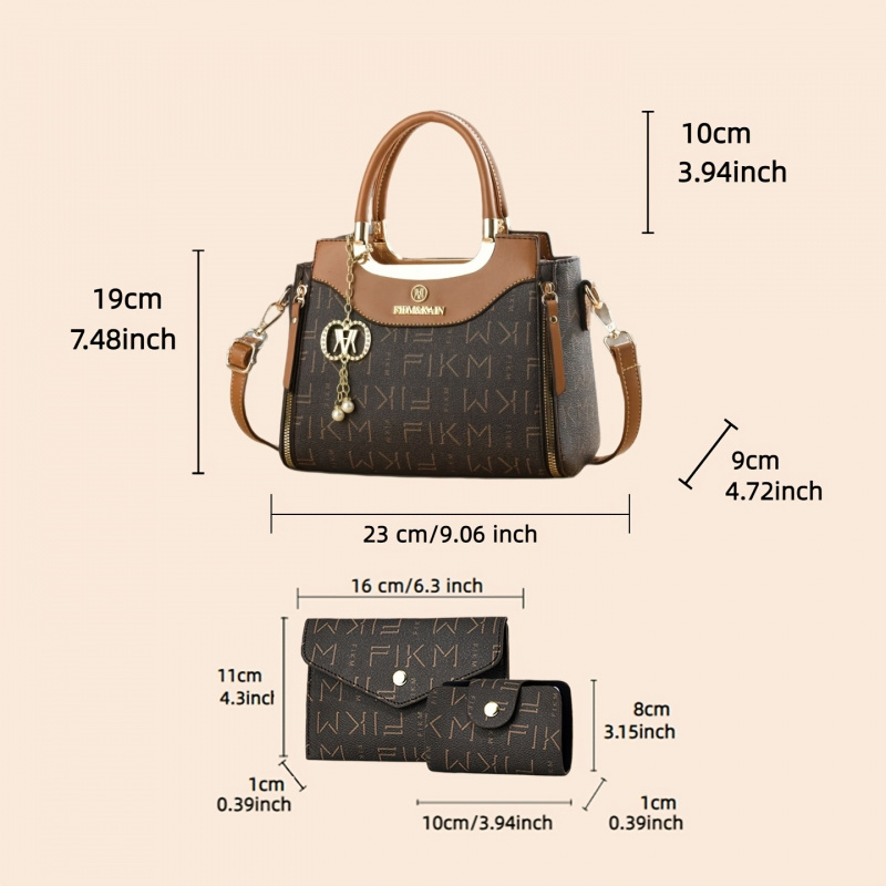 3피스 세트 고급 프린트 레터링 가방, 프리미엄 패셔너 - Luxury Bags With Zipper 리뷰 및 가격
