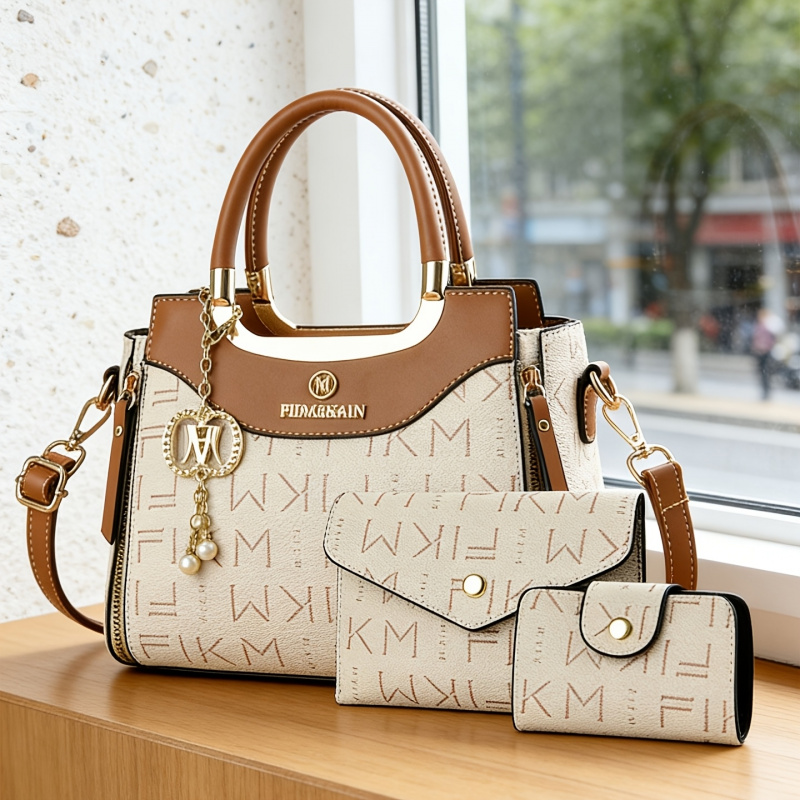 3피스 세트 고급 프린트 레터링 가방, 프리미엄 패셔너 - Luxury Bags With Zipper 리뷰 및 가격