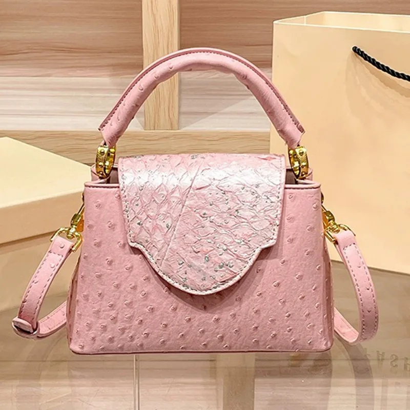 HXia 럭셔리 스퀘어 여성 가방 타조 무늬 가죽 핸드 - Luxury Bags For Sale 리뷰 및 가격