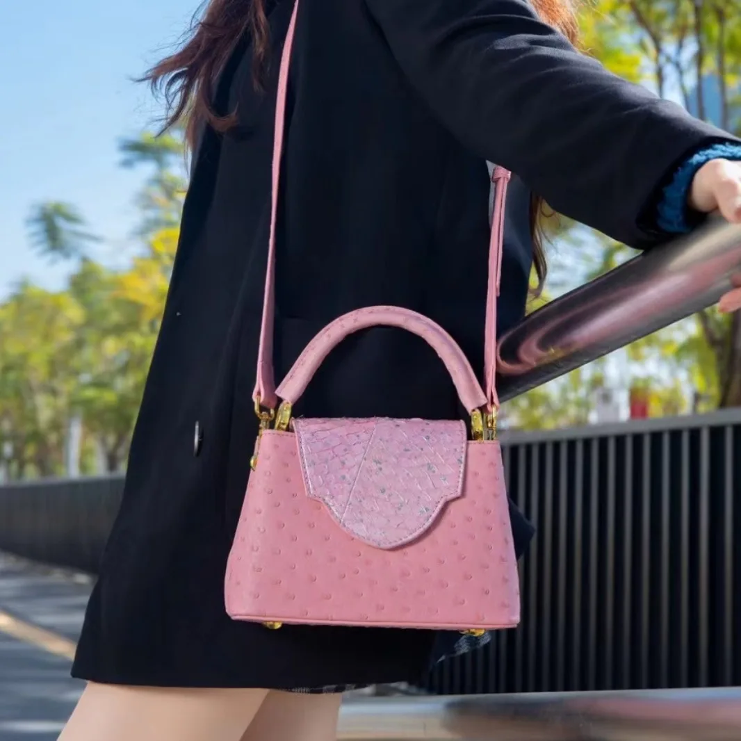 HXia 럭셔리 스퀘어 여성 가방 타조 무늬 가죽 핸드 - Luxury Bags For Sale 리뷰 및 가격