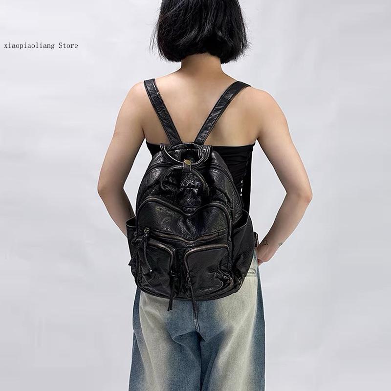 럭셔리 소프트 워시드 PU 가죽 백팩 트렌드 대학 가방 - Luxury Bags With Zipper 리뷰 및 가격