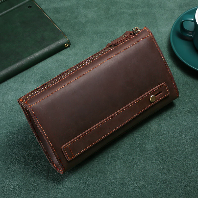 남성용 클러치 롱 핸드백 비즈니스 빈티지 소가죽 남성용 - Wristlet Wallet Zipper 리뷰 및 가격