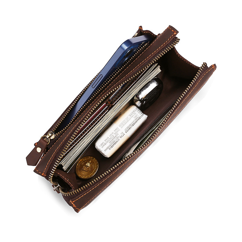남성용 클러치 롱 핸드백 비즈니스 빈티지 소가죽 남성용 - Wristlet Wallet Zipper 리뷰 및 가격