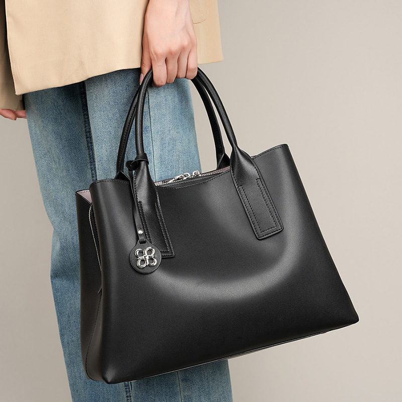 여성용 블랙 천연 가죽 스트럭쳐드 토트백, 탑 핸들 숄 - Structured Handbag Top Handle 리뷰 및 가격