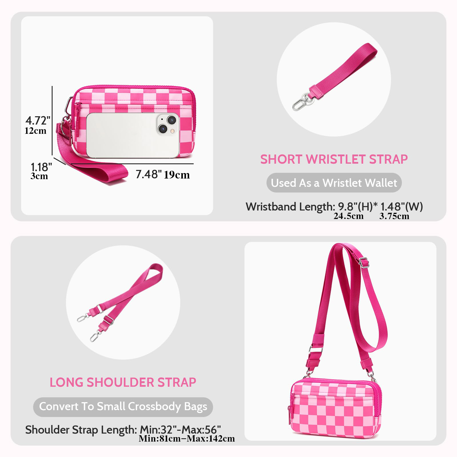 [도요기 손목지갑] 도요기 체크무늬 크로스바디백 여성용 - Wristlet Wallet Zipper 리뷰 및 가격