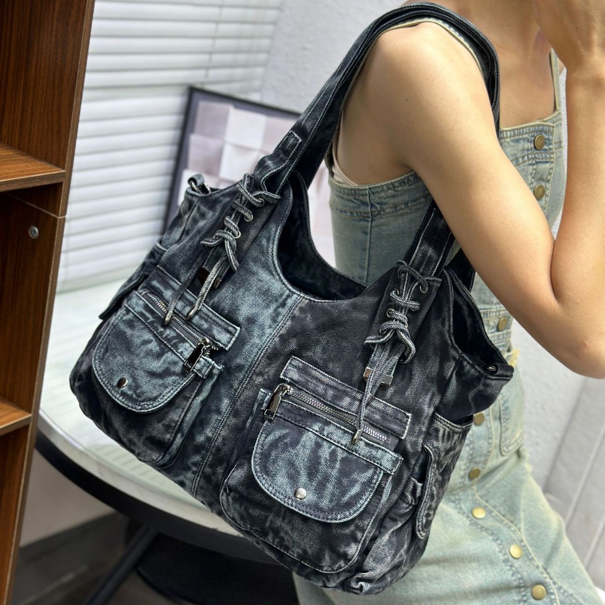 여성용 데님 가방 Y2K 빈티지 블루 진 지갑 및 핸드 - Wristlet Wallet Zipper 리뷰 및 가격