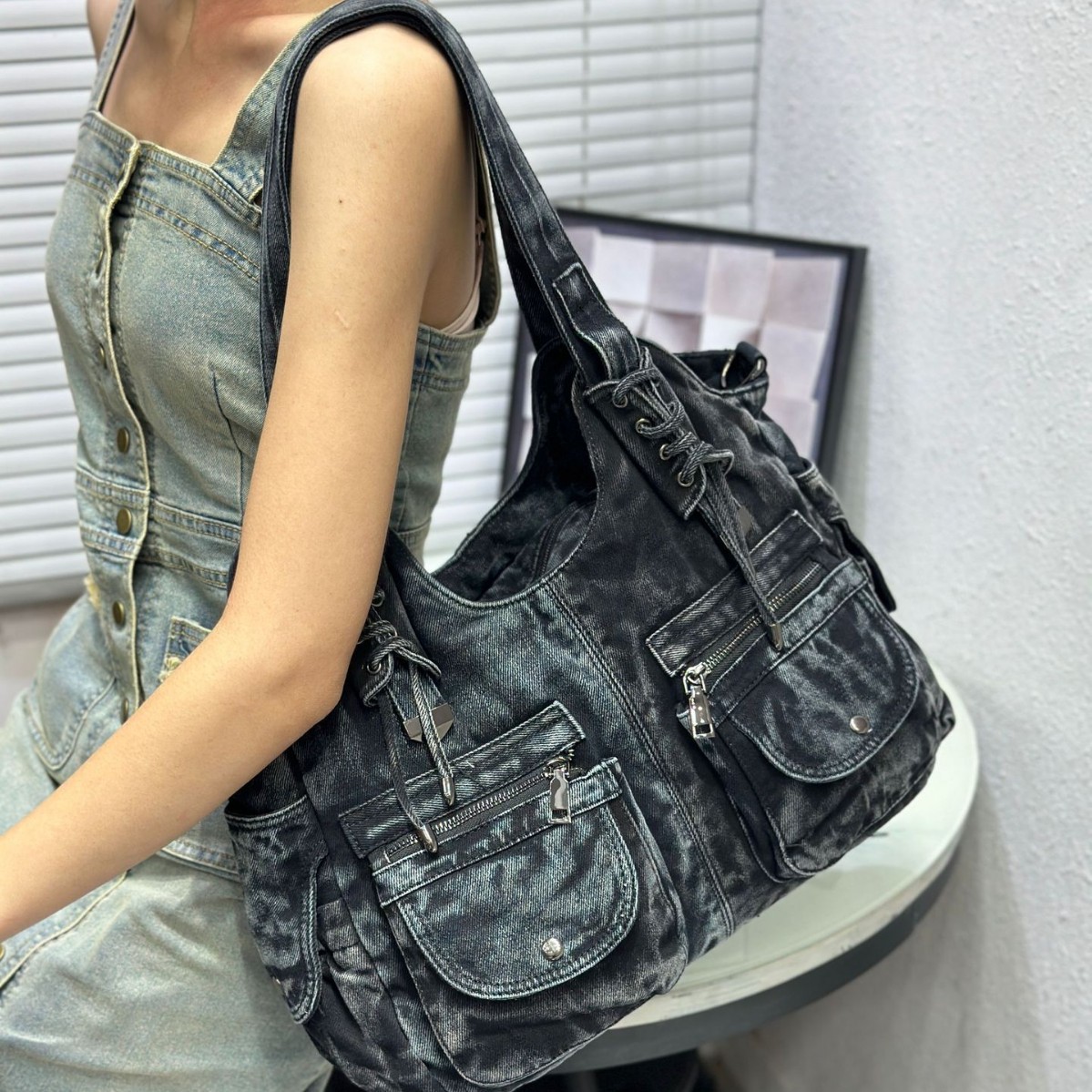 여성용 데님 가방 Y2K 빈티지 블루 진 지갑 및 핸드 - Wristlet Wallet Zipper 리뷰 및 가격