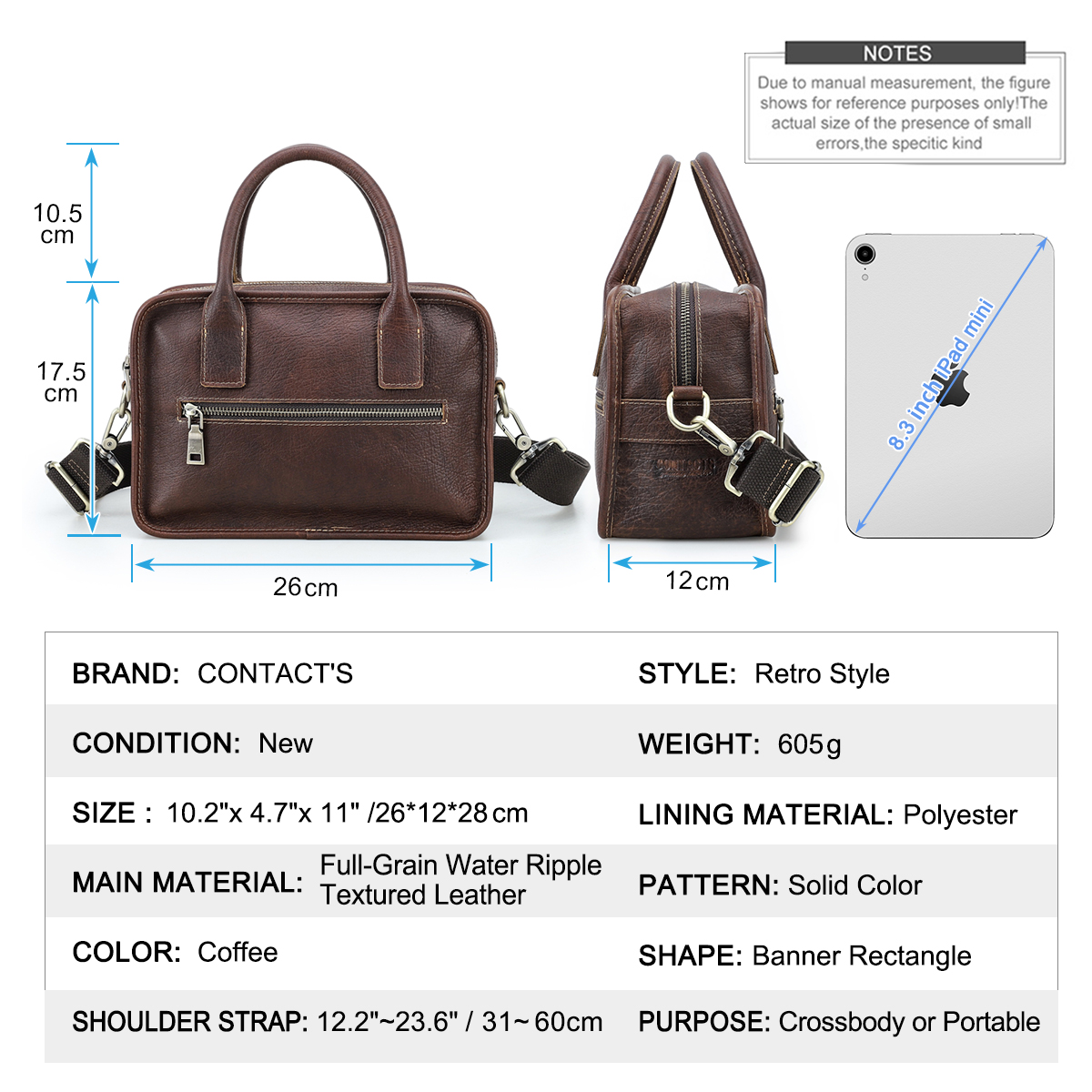 CONTACT'S 정품 가죽 남성용 토트 백 슬링 숄더 - Luxury Bags Sling 리뷰 및 가격