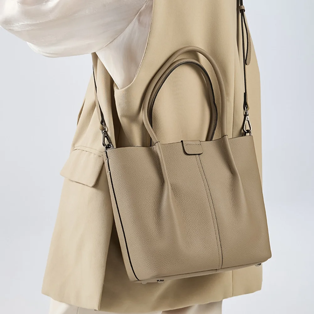 여성을위한 정품 하이 엔드 부드러운 가죽 숄더 백 캐주 - Structured Handbag Top Handle 리뷰 및 가격