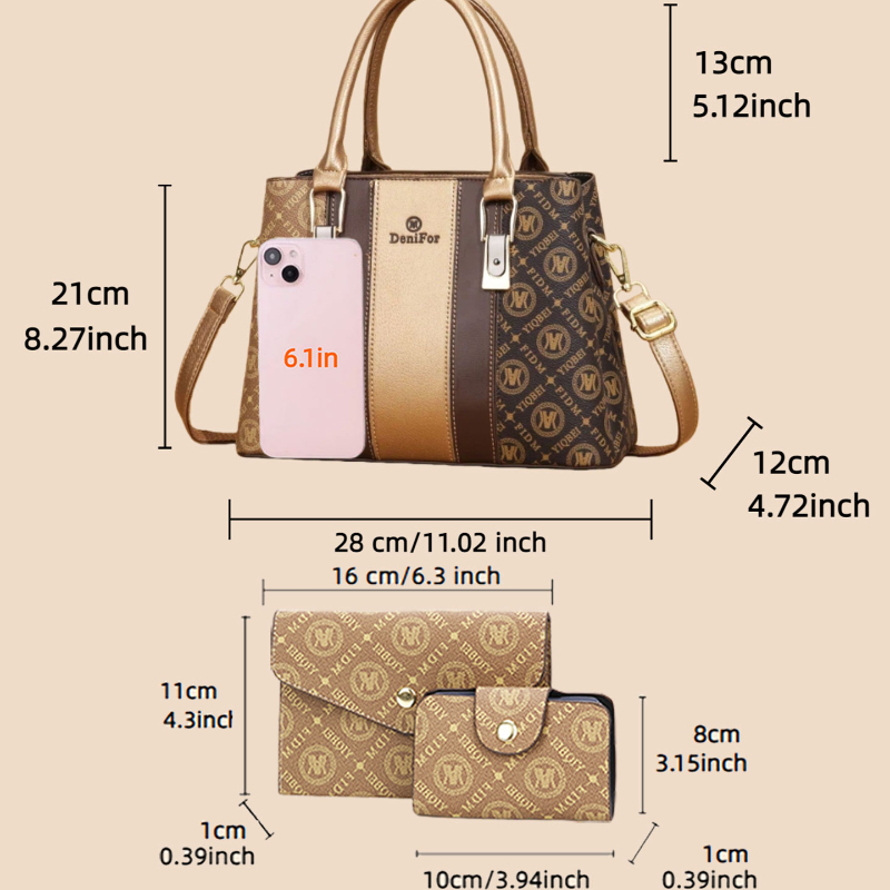 스플라이스 디자인의 여성용 핸드백 3종 세트, 여성용  - Luxury Bags With Zipper 리뷰 및 가격