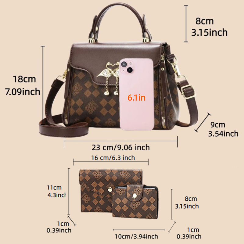 3피스 여성 가방 세트, 가벼운 럭셔리 프린트 여성 크 - Luxury Bags With Zipper 리뷰 및 가격