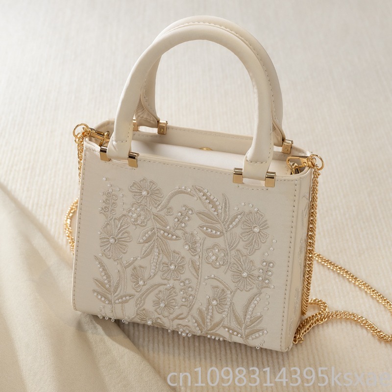 자수 진주 핸드백 빈티지 우아한 구조화된 탑 핸들 숄더 - Structured Handbag Top Handle 리뷰 및 가격