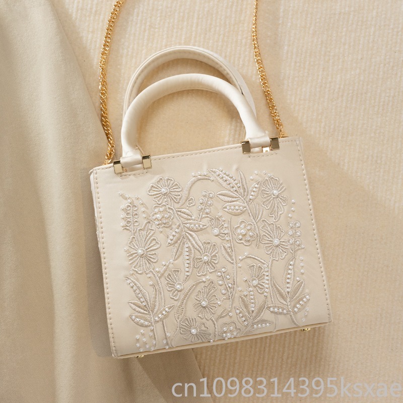 자수 진주 핸드백 빈티지 우아한 구조화된 탑 핸들 숄더 - Structured Handbag Top Handle 리뷰 및 가격