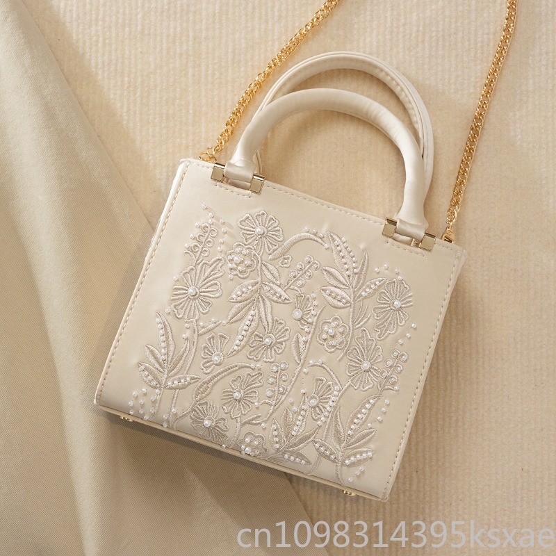 자수 진주 핸드백 빈티지 우아한 구조화된 탑 핸들 숄더 - Structured Handbag Top Handle 리뷰 및 가격