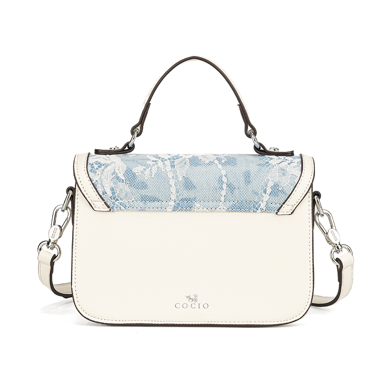여성 블루 화이트 레이스 플랩 핸드백 구조화된 백 탑  - Structured Handbag Top Handle 리뷰 및 가격