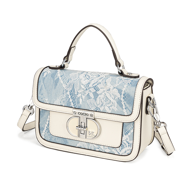 여성 블루 화이트 레이스 플랩 핸드백 구조화된 백 탑  - Structured Handbag Top Handle 리뷰 및 가격