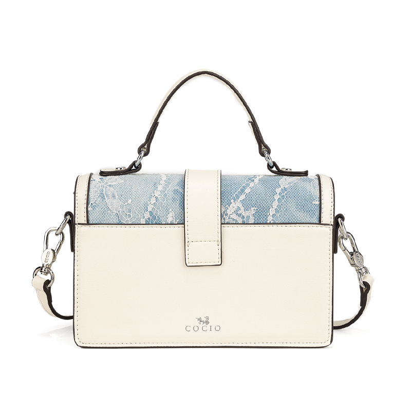 여성 블루 스네이크 프린트 레이스 패턴 핸드백 스트럭처 - Structured Handbag Top Handle 리뷰 및 가격