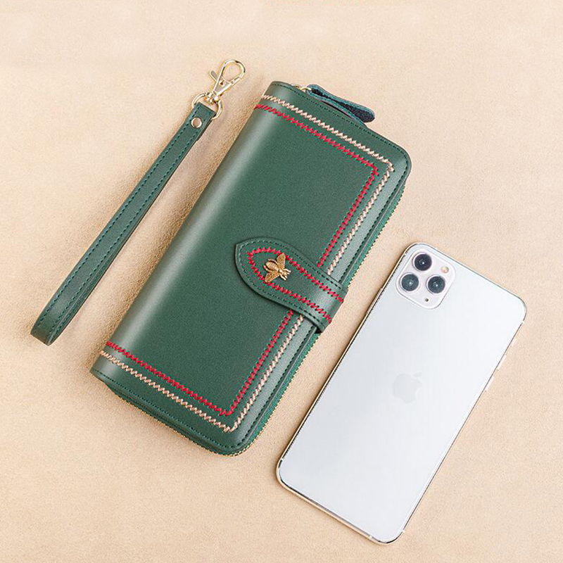 진짜 가죽 지갑 여성 클러치 여성용 지갑 긴 지갑 지퍼 - Wristlet Wallet Zipper 리뷰 및 가격